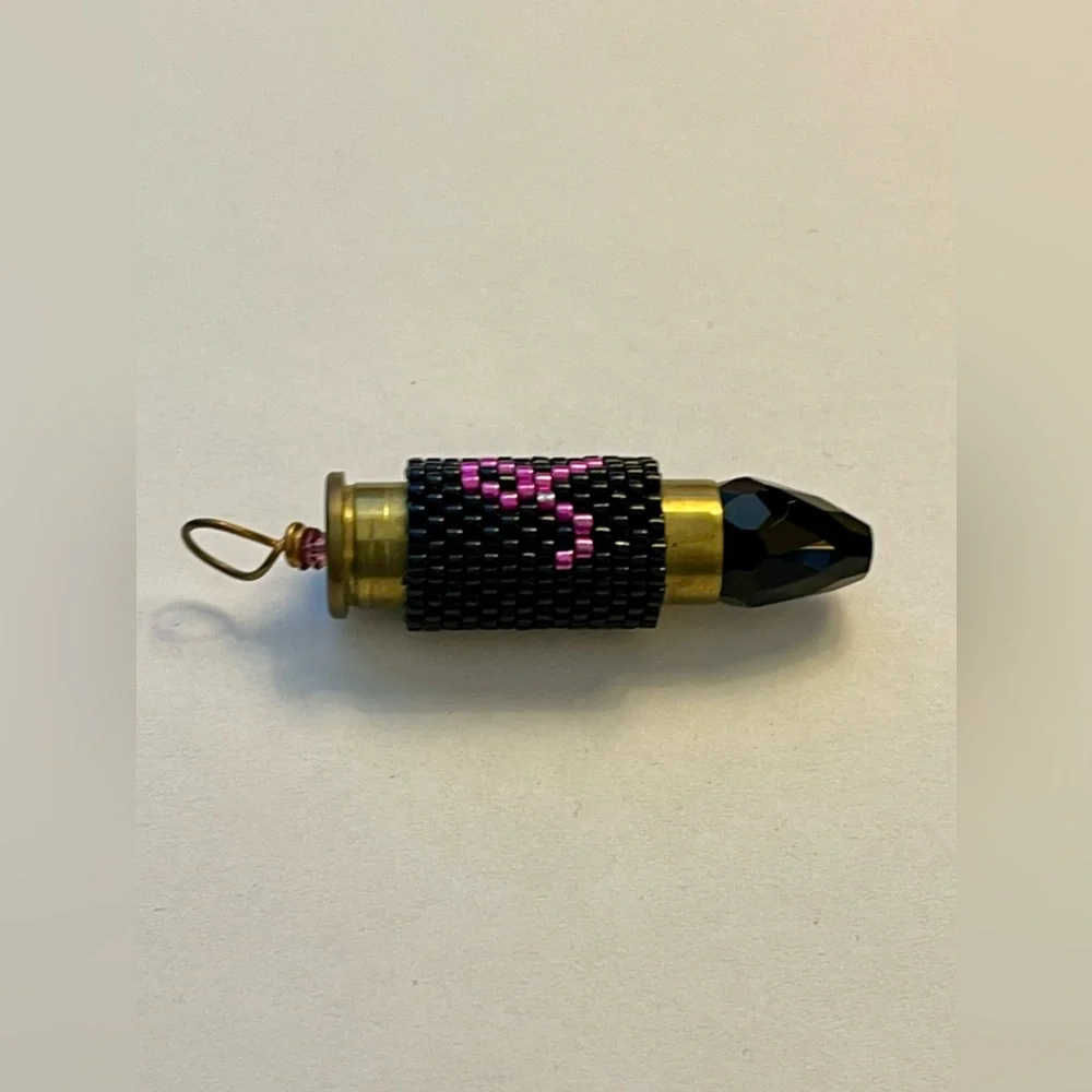 Cancer Awareness Black and Pink Beaded Pendant - Picture 6 of 9